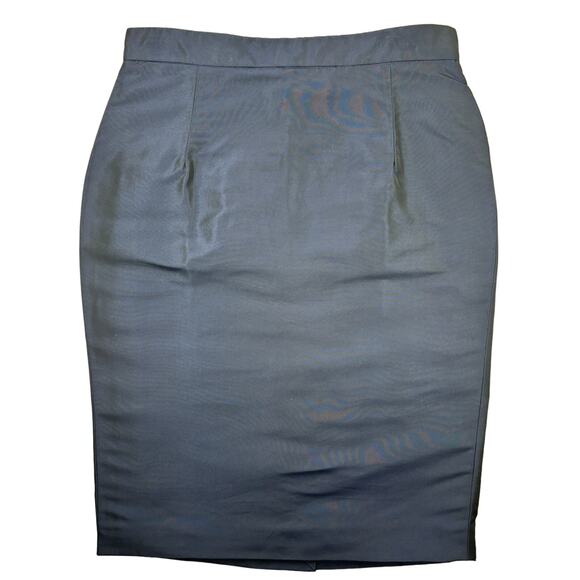 Proenza Schouler Navy Blue Silk Pencil Skirt Size 4 Shimmer Metallic Solid - Picture 1 of 8